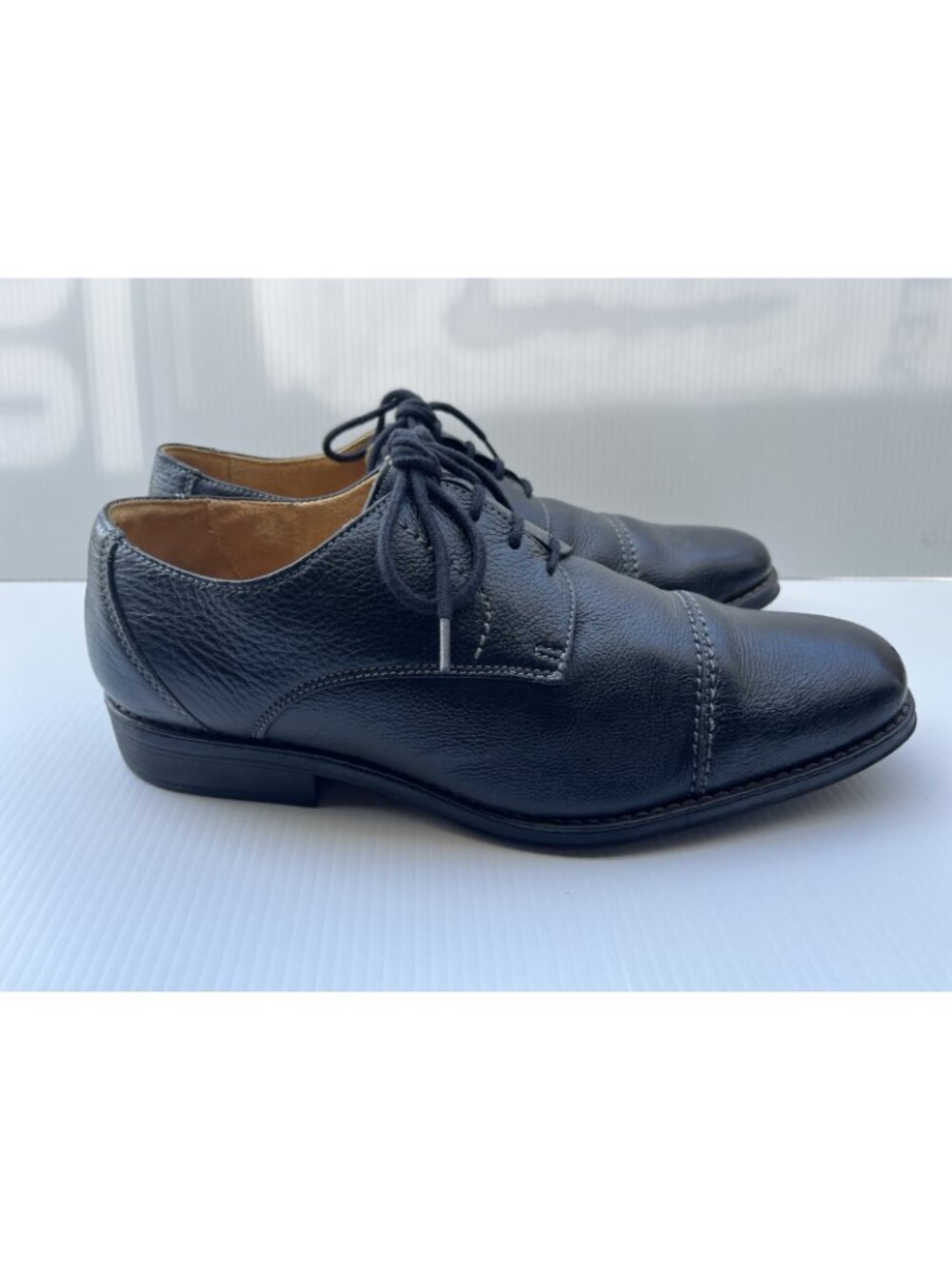 Sandro Moscoloni Mens 10.5 D Black Leather Cap Toe Derby Dress Shoes Brazil - Picture 10 of 14